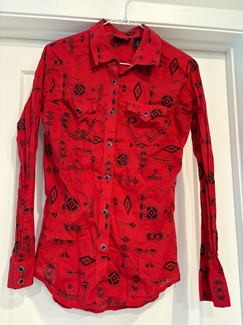 Wrangler Red Western-Inspired Button-Down Shirt